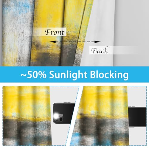Image of Asuexpect Abstract Curtains 2 Panels Abstract Rust Curtain Room Darkening Grommet Window Treatments Modern Decorative for Bedroom Living Room, 52x84 Inches, Blue Yellow