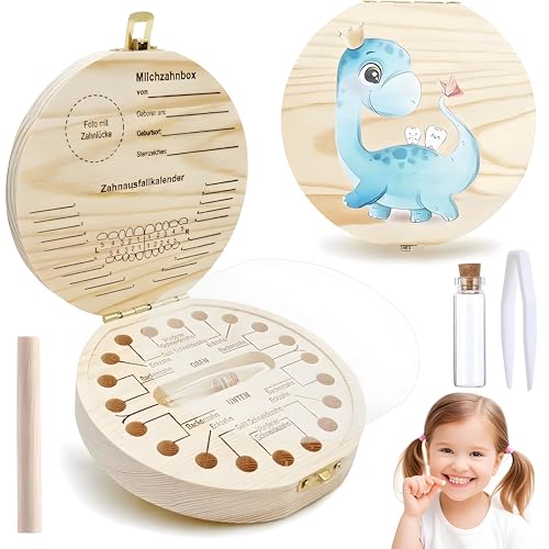 Shengruili Zahnbox Holz Milchzähne Box,Milchzahndose,Zahnbox für Milchzähne,Milchzahndose Mädchen,Aufbewahrungsbox für Baby-Zähne,Zahnschachtel milchzähne