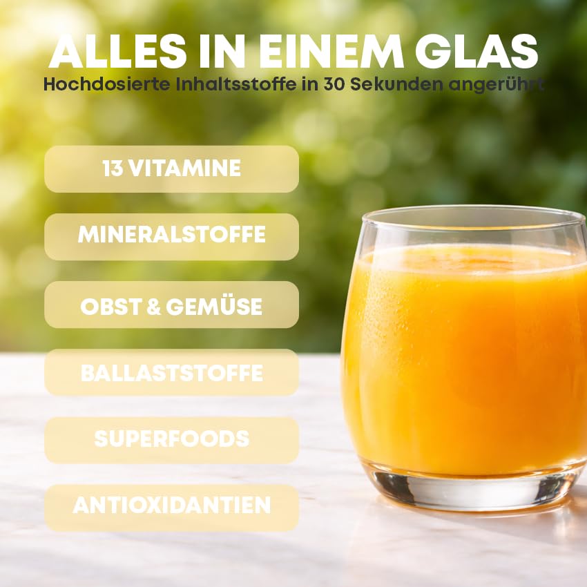 Multivitamin A-Z & Mikronährstoffe Trinkpulver (30 Portionen - Tropical Flavor) Daily Vitamins Pulver mit Vitamin A, C, D3, E, K2, B1, B2, B5, B6, B12, Magnesium, Immunsystem stärken
