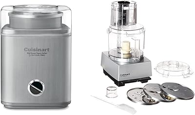 CUISINART Ice Cream Maker, Ice Cream and Frozen Yogurt Machine, 2-Qt. Double-Insulated Freezer Bowl, Silver, ICE30BCP1 & Food Processor, Pro Custom 11 Cup, Brushed Chrome, DLC-8SBCYP1