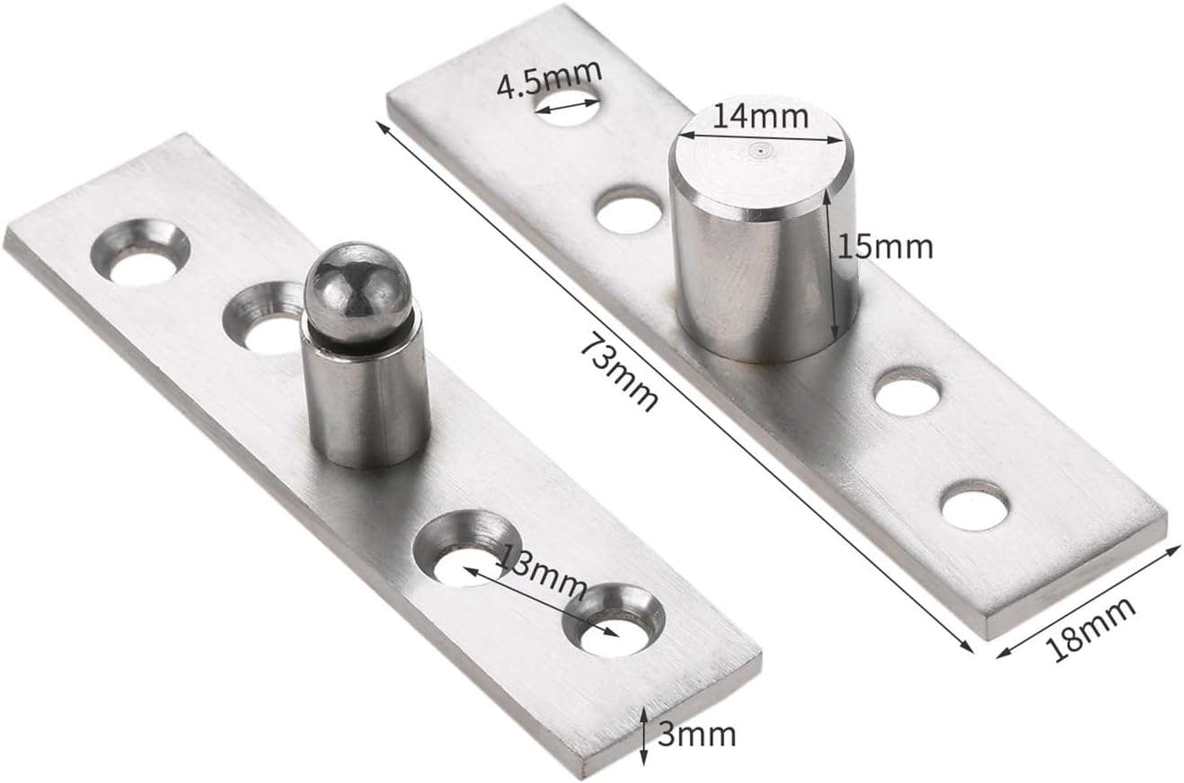 SBTRKT 2 PCS Stainless Steel Door Pivot Rotating Hinge 360 Degree Rotation Up and Down Hidden Door Hinges Furniture Hardware (Color : Large)