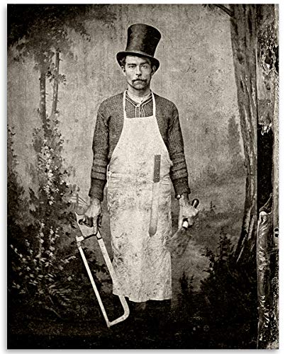 Make Em Laugh Creepy Old Butcher 11x14 Unframed Poster Weird Bizarre Oddities Strange Curious Vintage Gothic Photography Wall Art Victorian Macabre Halloween Decor Dark Academia Gift