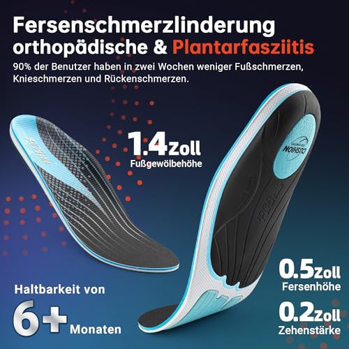 PCSsole Orthopädische Einlegesohlen, Fersensporn Einlagen, Plattfüße, Fußschmerz, Bogen Unterstützung, Komfort Orthotische Einlagen für Männer und Damen