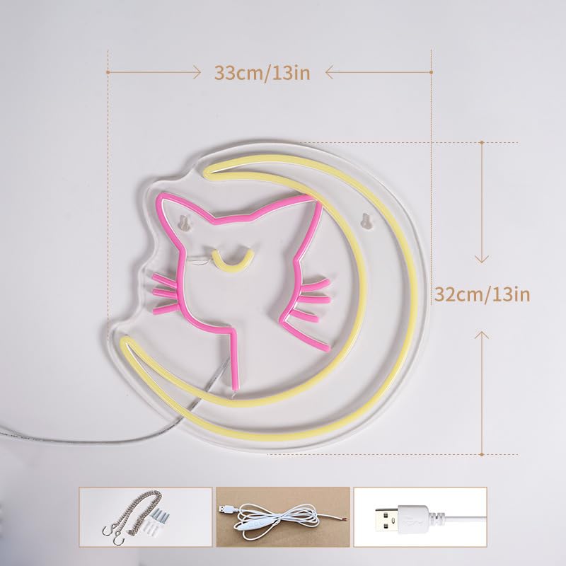 Luce al neon a forma di gatto Luce a batteria USB Decorazioni natalizie Luce notturna al neon Lampada a LED per la decorazione della camera da letto Decorazione della festa nuziale Regalo