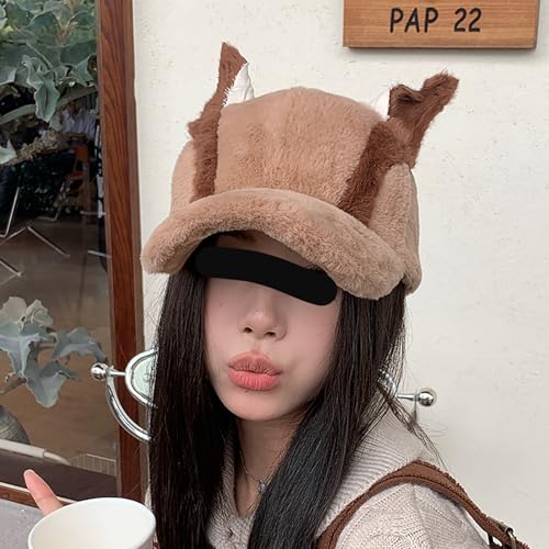 Image of CORIRESHA Cute Bunny Hat with Ears Y2k Grunge Metal Iron Ring Chain Distressed Denim Baseball Cap