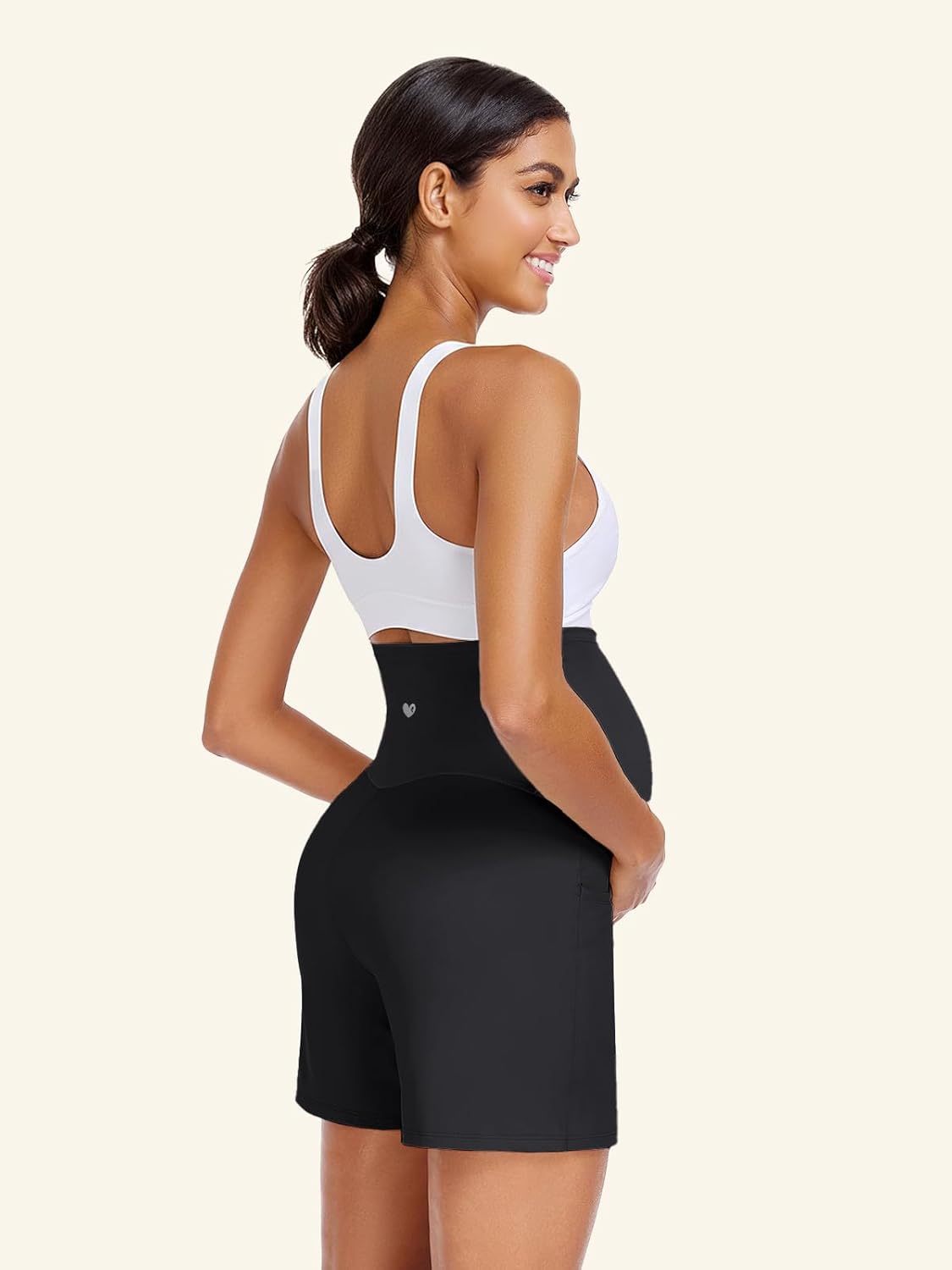 Summer Mae CloudFeel Maternity Shorts with Pockets Over The Belly Pregnancy Yoga Workout Biker Short Active Athletic Pants - Image 2