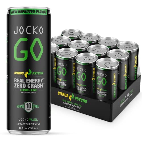 Jocko GO Energy Drinks Sugar Free - KETO, Vitamin B12, Vitamin B6, Nootropic - Sugar Free Energy Drinks w/ Monk Fruit (Citrus Psycho) 12pk