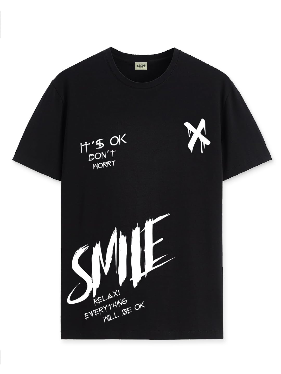 ADROMens Smile Printed Cotton Regular Fit T-Shirt
