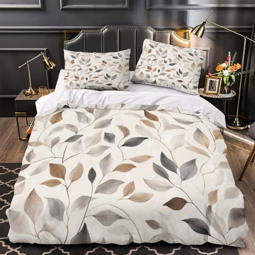 Housse de couette 140x200 effet 3D imprimé botanique durable