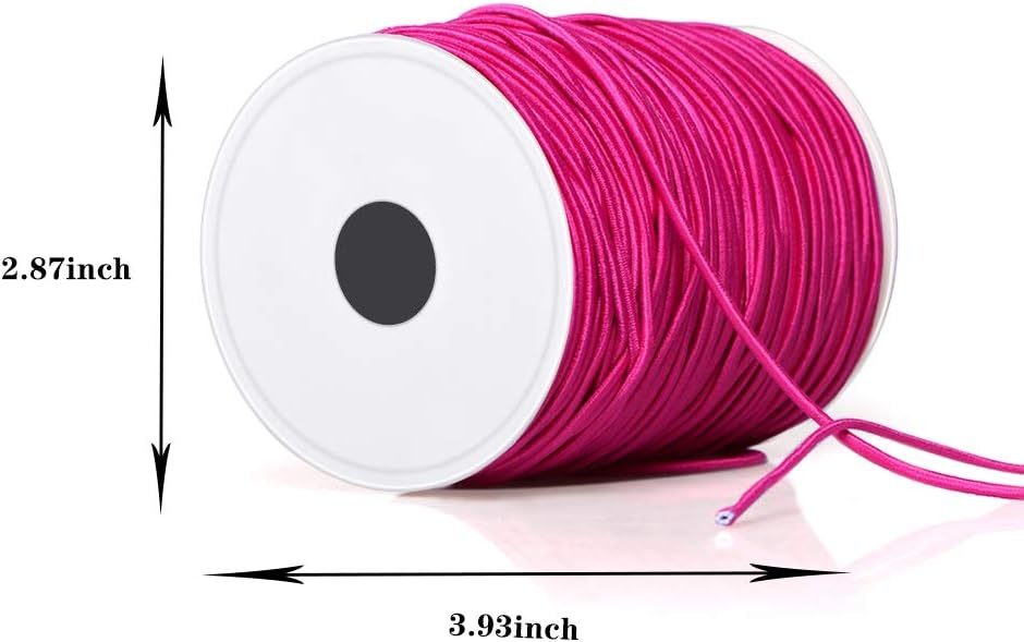 Elastic String for Bracelets, Elastic Cord Jewelry with Sewing Scissors Stretchy Bracelet String for Bracelets, Necklace Making, Beading (2 mm, 110 Yards, Pink)