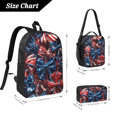 Bow Backpacks 3 Pcs Fashion Casual Backpack with Fun Graphic Cartoon Print for Camping Touring2