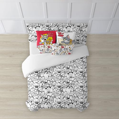 Funda nórdica 100% algodón Modelo Tom & Jerry Black & Withe con botones para cama de 90 2