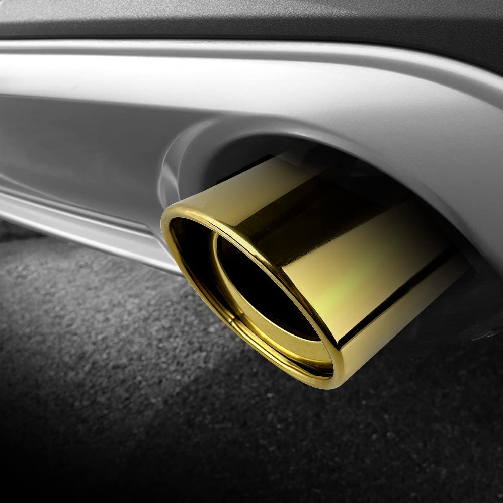OtpOutopa Universal Exhaust Tip - 2.5 Inch Inlet, Polished Stainless Steel, Curved Design With Mesh (Silver) - View #9