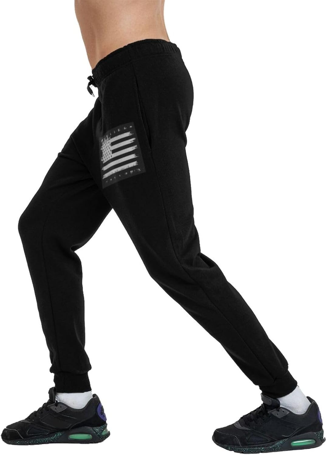 USA Flag White Man Sweatpants Basic Jogger Slacks