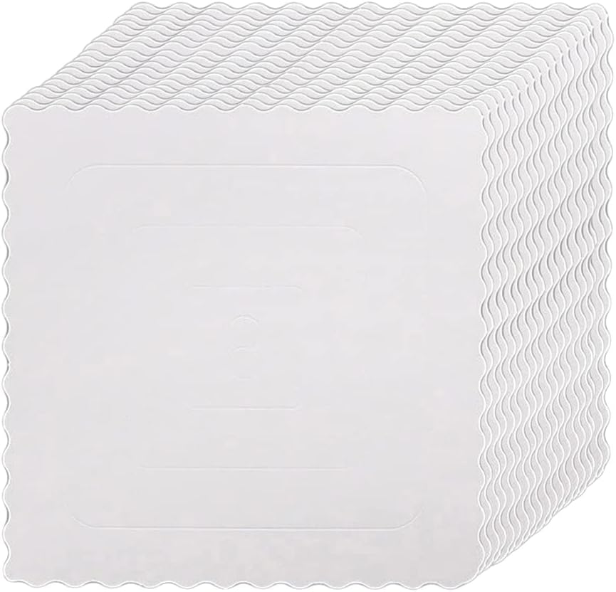 KINGREE 25 PCS Square White Cake Boards,Mousse Cake Boards,cake,dessert,pastry display tray(6")