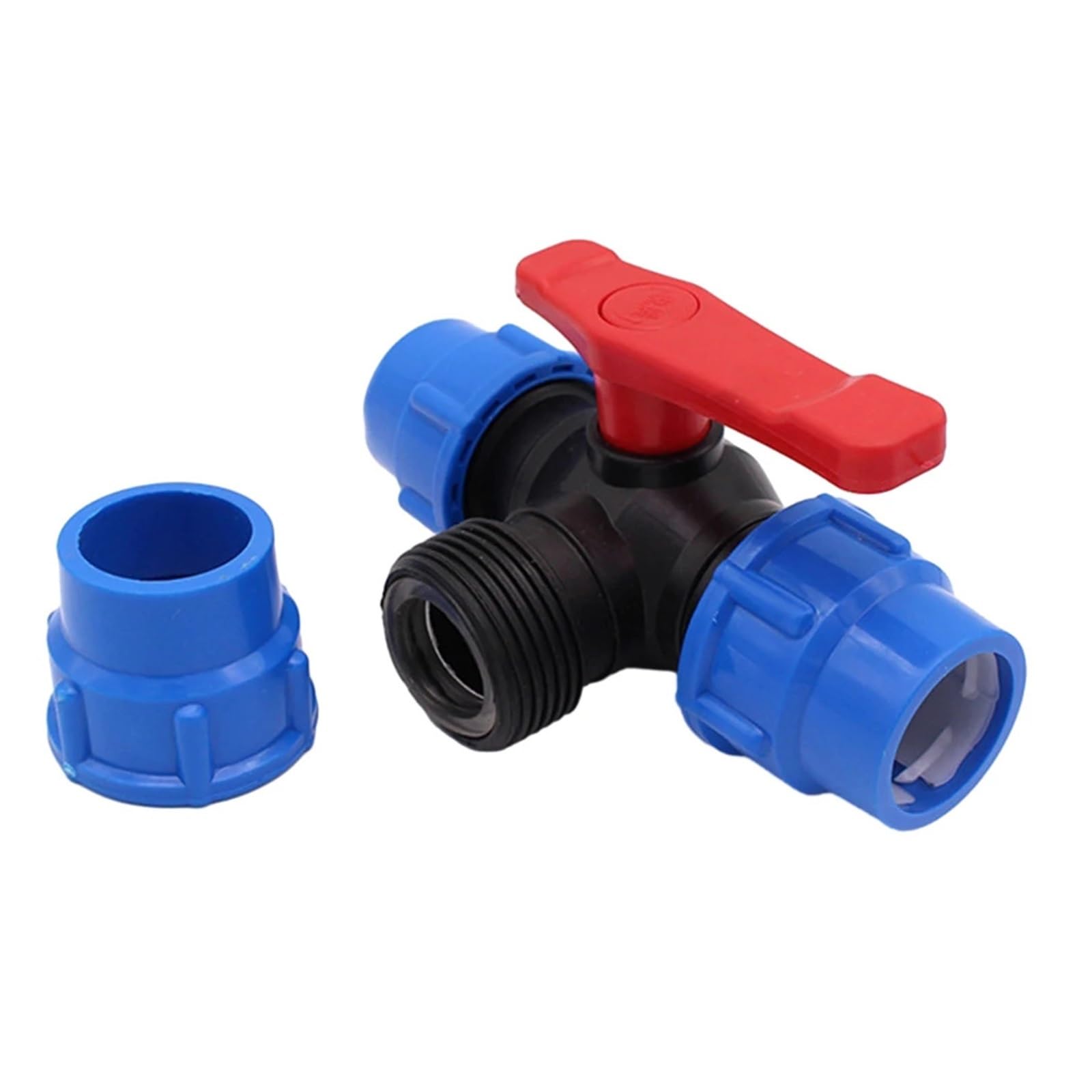 Vanne à boisseau sphérique 3 voies en PE de 25 mm, séparateur d'eau du robinet, connecteur rapide en plastique, raccords de tuyauterie d'irrigation(50mm)