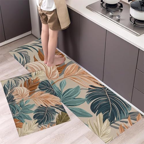 Alfombras cocina antideslizantes de diseño tropical para un suelo moderno en terracota 4