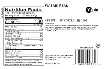 Yupik Wasabi Peas, 2.2 lb Crunchy & Spicy Roasted Green Peas with Wasabi Seasoning, Vegan & Kosher Snack
