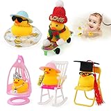 BelleStyle Badeente Set, Quietscheentchen Badewanne Spielzeug, Gummiente Dekorationen Gelbe Ente für Auto Ornamente, Büro, Zimmer, Kuchen, Party Dekoration für Erwachsene Kinder - 5 Sätze