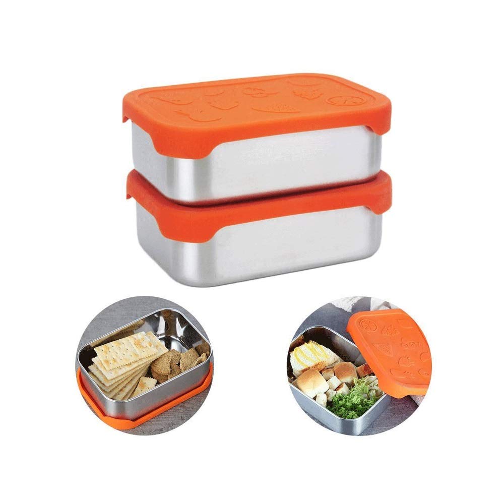 Fiambrera 800 ml de acero inoxidable Bowl fresca Almuerzo Merienda sello de silicona Con contenedor de almacenamiento de alimentos cubierta de la tapa plegable caja de almuerzo del estudiante
