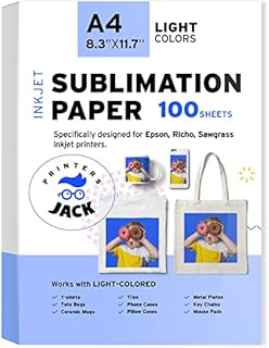 Printers Jack Sublimation Paper - Heat Transfer Paper 100 Sheets 8.3