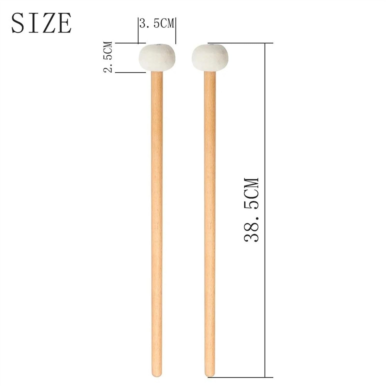 Accesorios para Percusión 1 Par De Baquetas De Bajo, Conjunto De Tambor Con Cabeza De Mazo De Fieltro De Lana Y Nailon, Accesorios Para Instrumentos