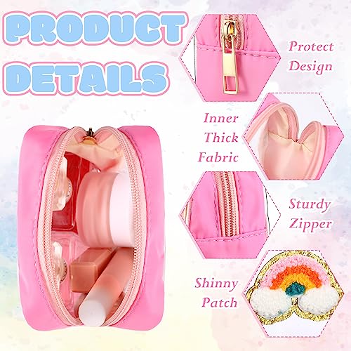 Spiareal 4 Pcs Preppy Patch Makeup Bag Cute Chenille Letter Pouch Cosmetic Toiletry Bag with Zipper Travel Organizer Stuff Skincare Cases for Women Nurse Graduation(Transparent Surface)3