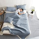 wonbye 4 Pieces Bed Quilted Comforter Set (Full/Queen Size, Blue) - Machine Washable