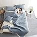 wonbye 4 Pieces Bed Quilted Comforter Set (Full/Queen Size, Blue) - Machine Washable