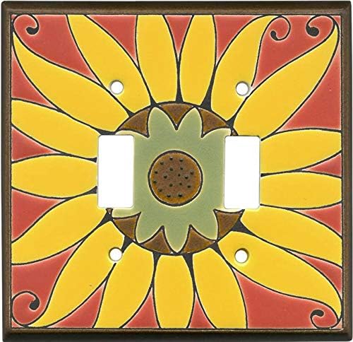 Mexican Sunflower Ceramic - 2 Toggle Switch Plate Covers