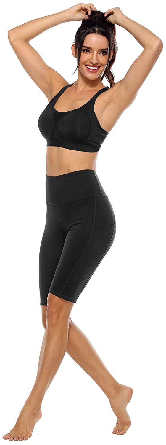 Anwell Radlerhose Damen Kurze Sporthose Handytasche Sport Kurz Leggings