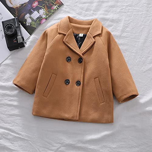 Karuedoo Kids Baby Girl Boy Lapel Double Breasted Wool Blend Pea Coat Outwear Warm Winter Trench Coats Overcoat Jacket (Brown, 3-4T) #TOP1