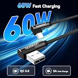 aceyoon Kabel spiralny USB na USB C, 90 stopni, 1,5 m, kabel spiralny 3 A, kabel do szybkiego ładowania i transmisji danych do Samsung Galaxy, Huawei, Google Pixel i innych, przedłużony do 1,5 m