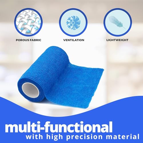 Image of A-Tape Breathable Self Adhesive Cohesive Bandage for Humans & Pets (Dogs, Cats, Birds) -Sports, Wrap, Athletic, Non Woven First Aid Medical, Wrist, Swelling (10 cm X 4.5 mtr) (Pack Of 2, Blue)