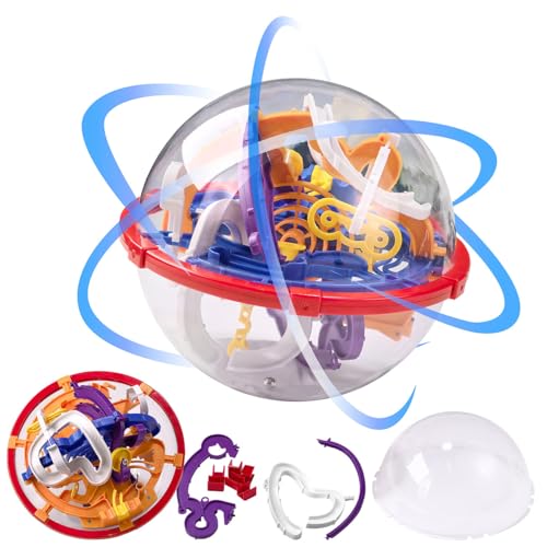 Playtastic Spiele: Bausatz Kugellabyrinth, 17 cm Durchmesser, 118 Hindernisse (Kinder-Labyrinth-Spielzeug, Kugelbahn-Set, Modellbau)