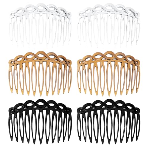Ymapinc French Hair Combs Set of 6 - Decorative Comb Clips for Women, Resin Hair Comb Clips with Strong Hold for Styling, Black White Coffee Colors