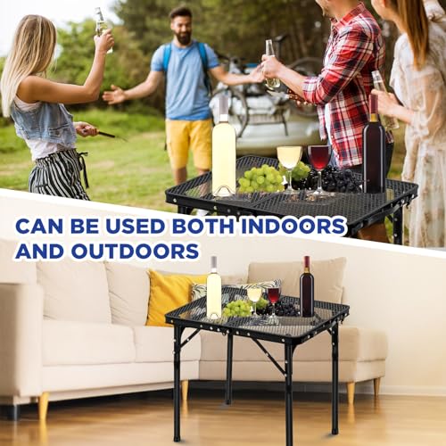 Soaoo Outdoor Folding Camping Table Portable Lightweight Picnic Grill Table with Mesh Desktop Cooking Card Aluminum Folding Table Portable Grill Stand for Camping, 23.62 x 15.75 x 10.63/22.05 Inches - Thumbnail 5
