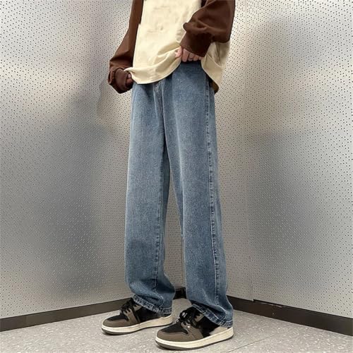 Men with Pockets Jeans Vintage Street Denim Pants Straight Casual Male Wide Leg Trousers2