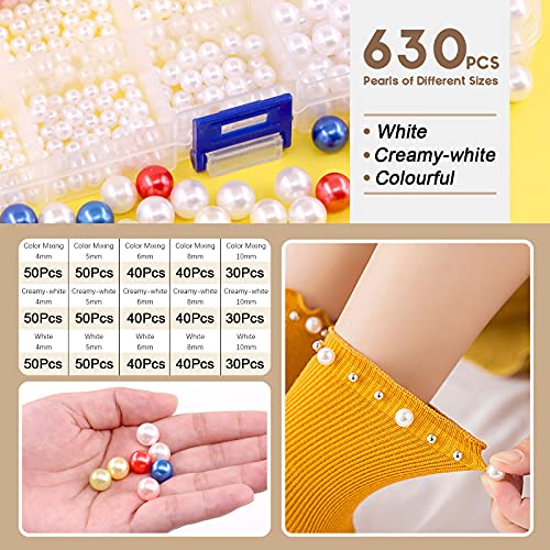 Wokape Pearl Setting Machine (Including 5Pcs Molds) With 630 Pcs 5 Sizes Colorful Abs Pearls Pearl Beads And 700 Pcs Nailheads Spots Studs Kit, Pearl Setting Machine Tools And Beads Pearl Rivet Studs #TOP4