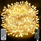 Migliori proiettori natalizi FairyGlim Catena di luci natalizie con telecomando, 50 m, 500 LED, impermeabile, per esterni, 8 modalità, ideale per giardini, feste, terrazze e balconi, decorazione festiva (bianco caldo)