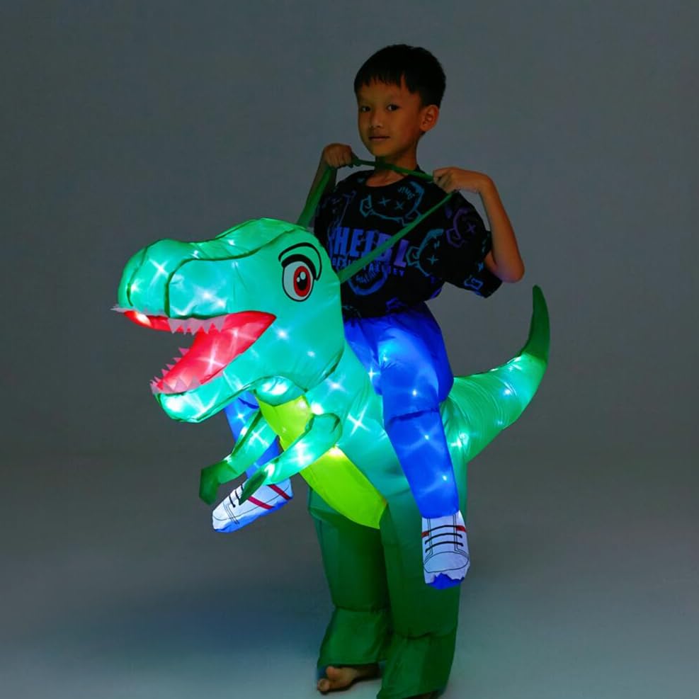 Disfraz inflable de niño dinosaurio con luz LED miniatura 3
