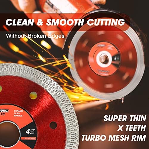 Diamond Saw Blade 115mm for Tile, 4.5 Diameter Super Thin Cutting Discs 2 Pack for Angle Grinder, Dry or Wet Clean Cut on Ceramic, Porcelain Tile, Granite and Slate
