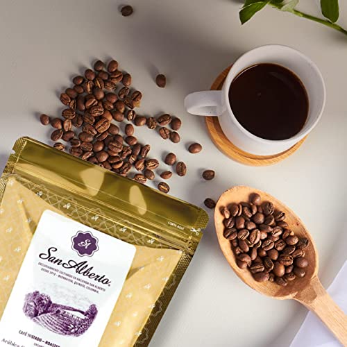 San Alberto Corazón Gesha - Colombian Whole Bean Coffee - Medium Roast - Gourmet Quality And Taste For Discerning Palates - Fresh Notes Of Lemongrass & Juicy Fruits, Floral Heart, Silky Body - 8.8 Oz #TOP5