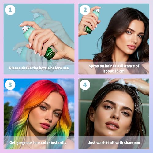 Image of Green Hair Color Spray,Hair Spray Temporary for Women Kids Men,Washable Temporary Hair Dye Spray,HairSpray Color Non-Sticky,For Cosplay,Christmas,Halloween Crazy Hair Day,Festivals. (Green)
