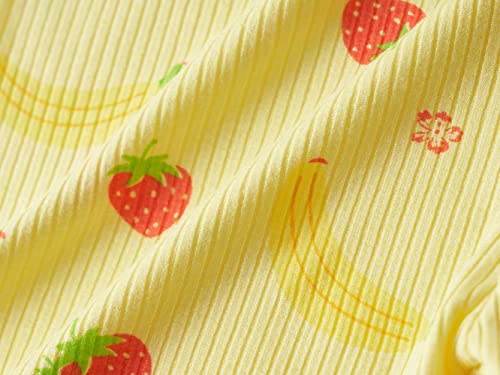 Beezizac Toddler & Little Girls Pajamas Cute Ditsy Floral/Strawberry Fruit Tee & Shorts PJ Spring Set Kid Size 2T- 103
