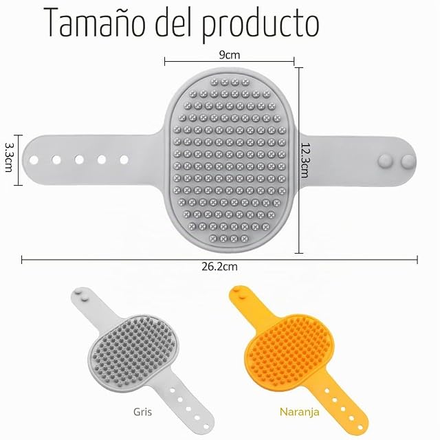Foto 2 de 7 de 2 Cepillos de Baño con Tiras de Goma, Cepillos de Silicona Suave de con Mango Ajustable para Perros, Gatos
