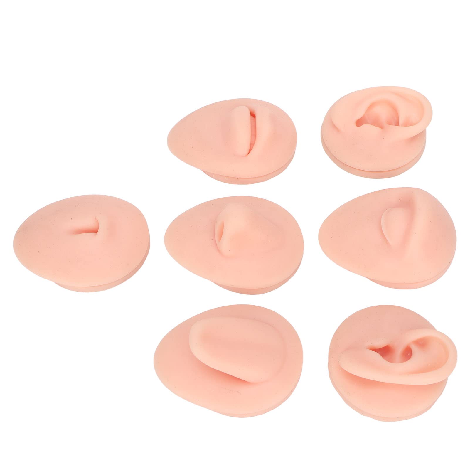 7PCS Piercing Pratica Parti del Corpo, Parti del Corpo in Silicone per Kit Piercing, Parti del Corpo Finte, Morbido Silicone Orecchio Bocca Naso Occhio Lingua Ombelico Modello