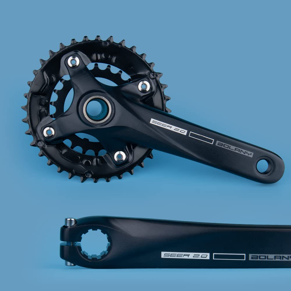 BOLANY Fahrrad Kurbelgarnitur 170mm kurbel 104BCD Hollowtech-Kurbelgarnitur 2 Fach Einzelspeed-Rundkettenblatt 22/36T 24/38T MTB Kurbelsatz mit Tretlager