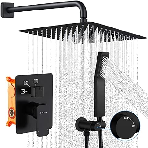 G-Promise Metal Shower System | 3 Settings Shower Faucet Set with 10 Inch Rainfall Shower head,Handheld Spray and Dual Shower Head Discharge Simultaneously|Shower Trim Kit with Pressure Balance Valve Cover