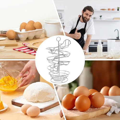 Organizador de huevos en espiral de alambre metálico para encimera de cocina moderna 5